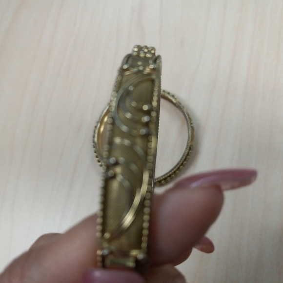 Two Vintage Gold Tone Mesh & Wired Classic-Look Bangles Wavy Patterned Sphere - Picture 6 of 12